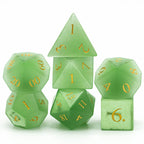 Green Cat Eye Gemstone Dice Set - 