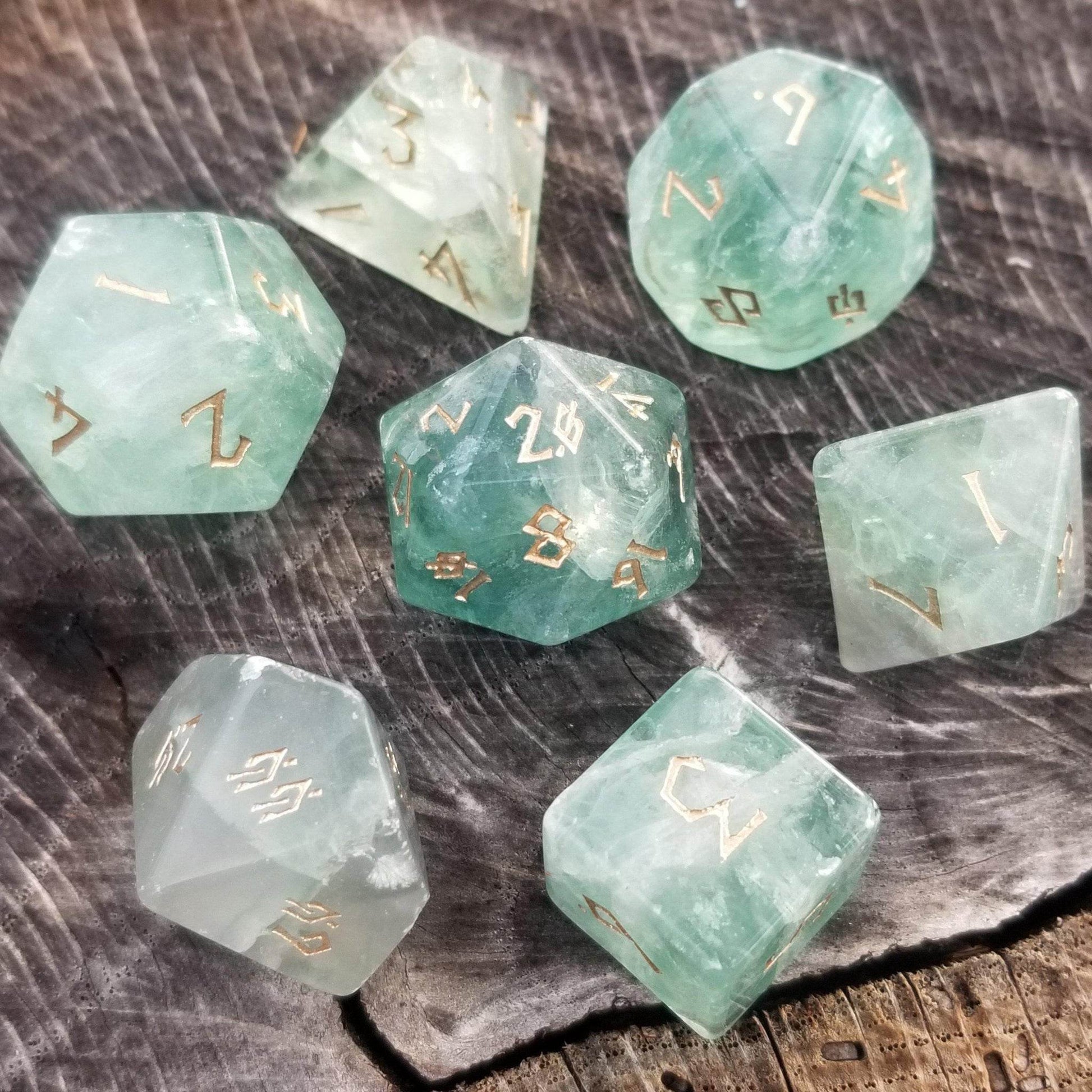 Green Fluorite Stone Dice Set 'PRE-ORDER | SPRING EVENT DEAL' - 