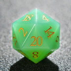 Green Opal D&D Gemstone Dice Set + Gold Numbers