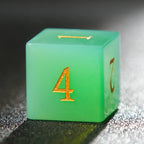 Green Opal D&D Gemstone Dice Set + Gold Numbers