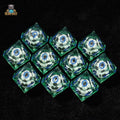 Green transparent resin D10 dice: liquid core soccer ball 10 sided dice