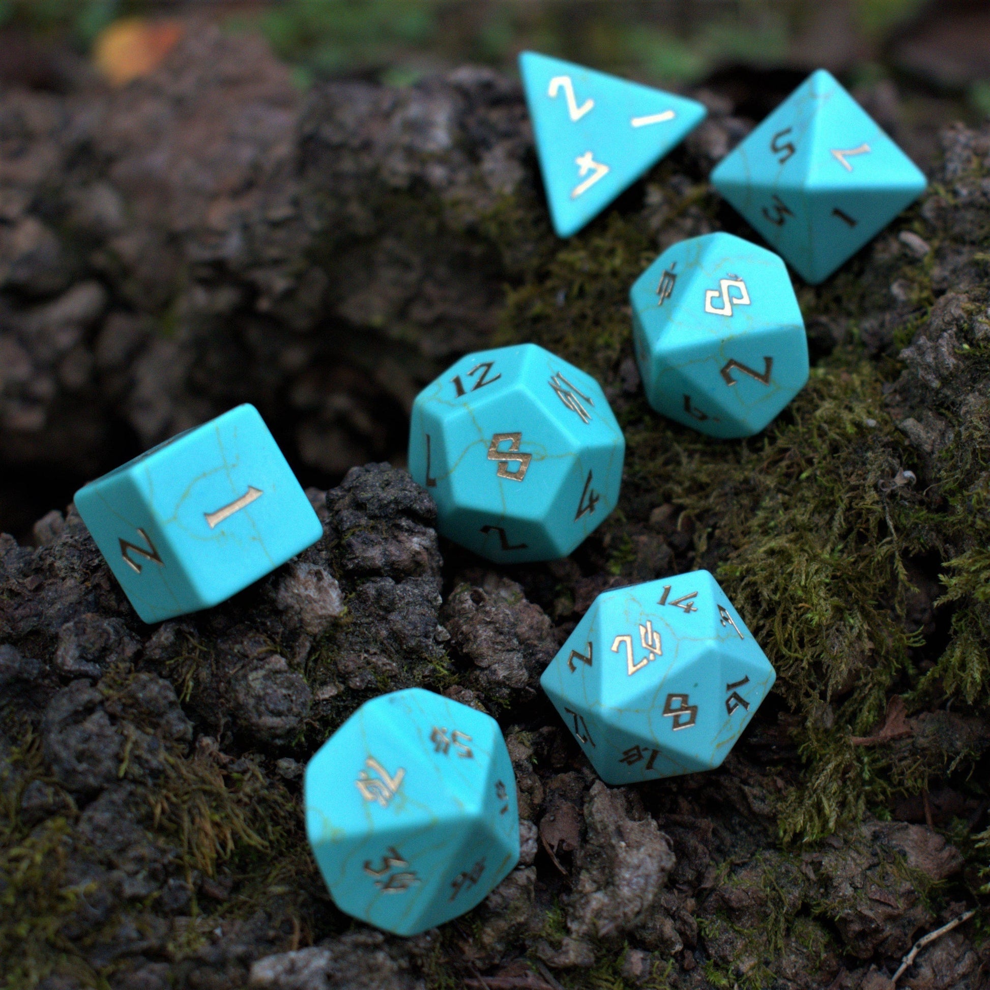 Green Turquoise Stone Dice Set