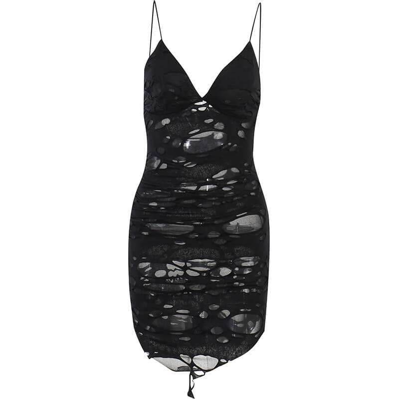 Grunge Mini Mesh Gothic Dress - Polyester / S - Bust 66-86 cm