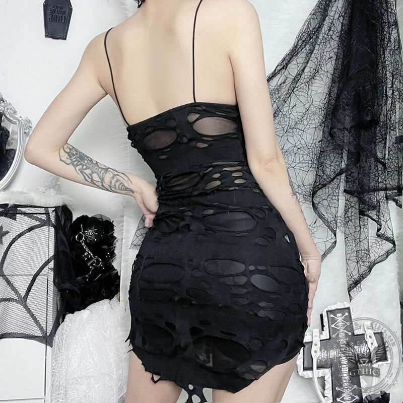 Grunge Mini Mesh Gothic Dress - Polyester / S - Bust 66-86 cm