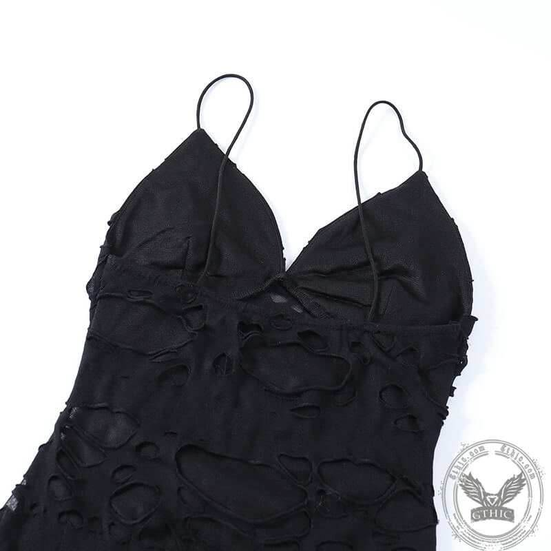Grunge Mini Mesh Gothic Dress - Polyester / S - Bust 66-86 cm