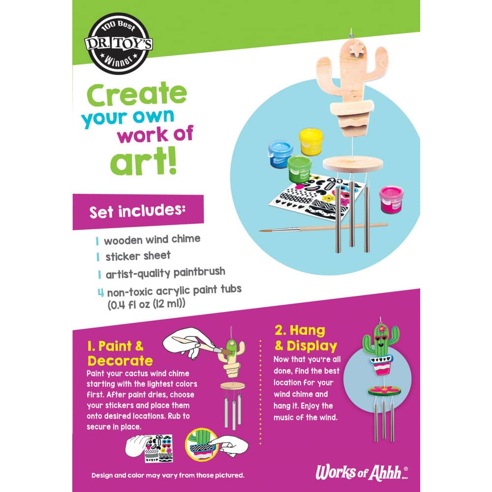 Cactus Wind Chime Wood Craft & Paint Kit
