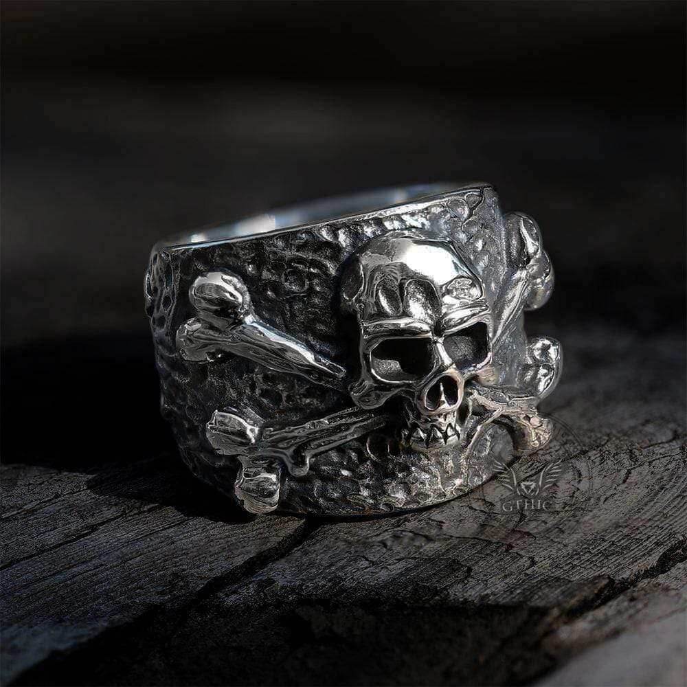 Crossbones Pirate Stainless Steel Skull Ring - Stainless steel / 7