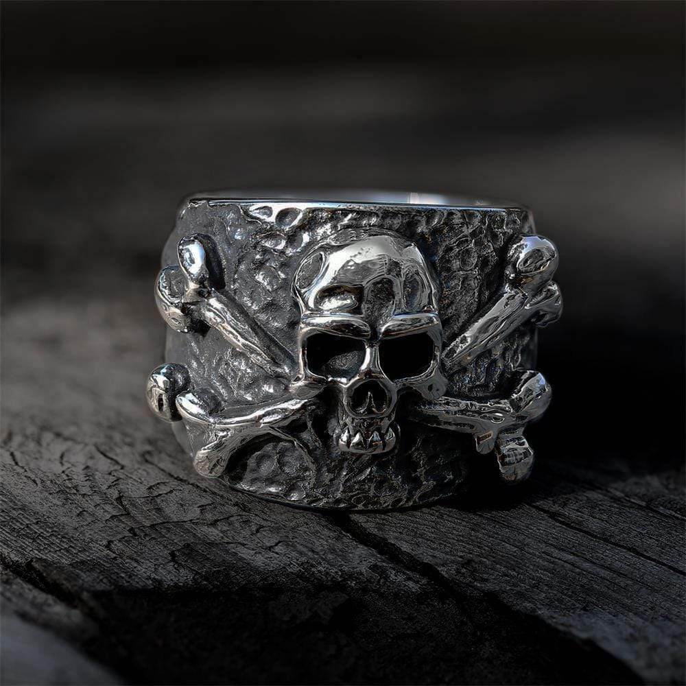 Crossbones Pirate Stainless Steel Skull Ring - Stainless steel / 7