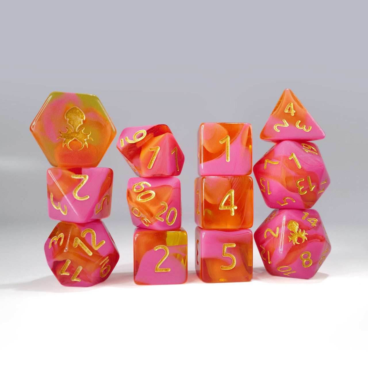 Kraken Dice 12pc Gummi Polyhedral Dice Set - Blood Orange