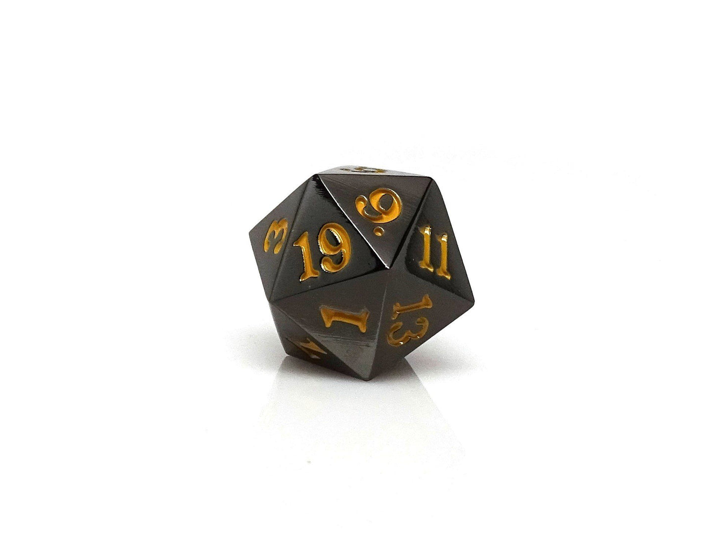 Gun Metal D20 - Signature Font -  Gold Font