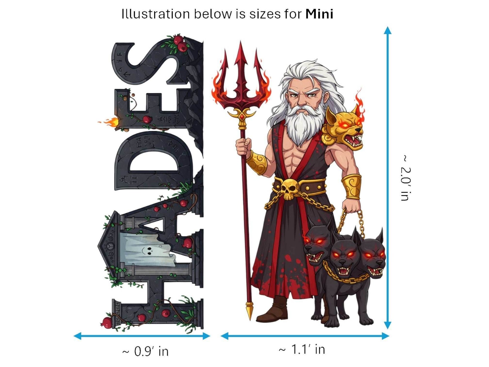 Hades Sticker and Magnet – Katachthonios Mythkins™ – God of the Underworld | Waterproof & UV-Proof - Sticker / Mini