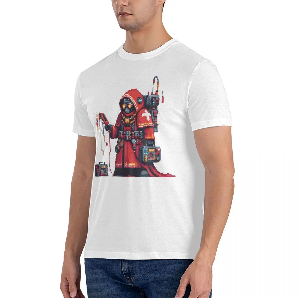 Hail To The Omnissiah Men's T Shirt W-Warhammer 40k Unique Tees Short Sleeve Crewneck T-Shirt Cotton Party Clothes