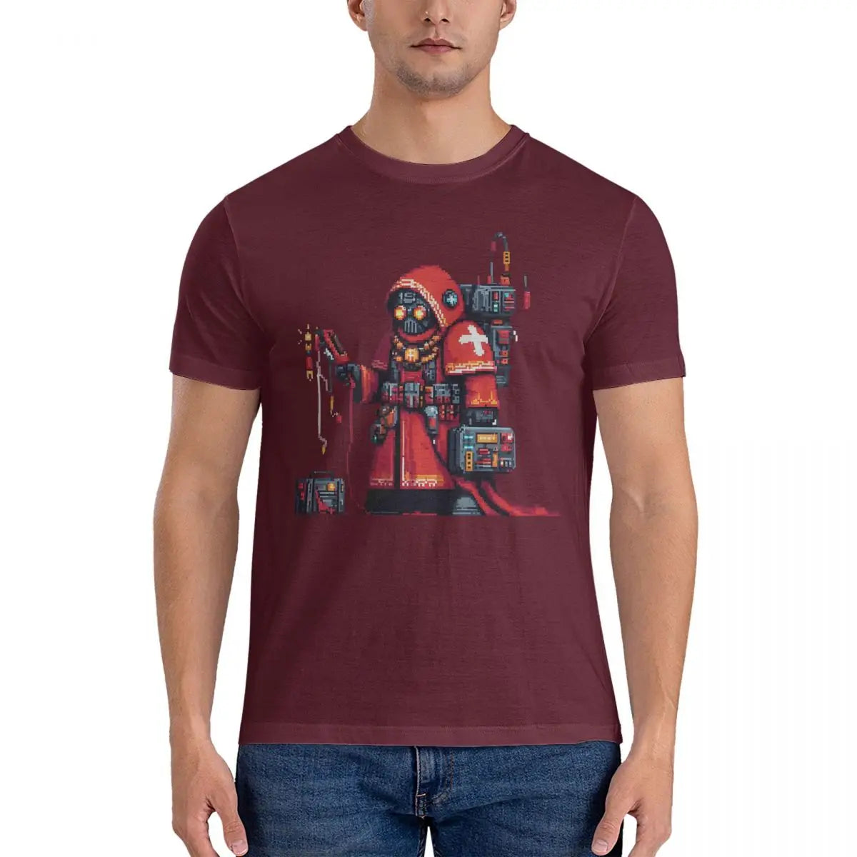 Hail To The Omnissiah Men's T Shirt W-Warhammer 40k Unique Tees Short Sleeve Crewneck T-Shirt Cotton Party Clothes