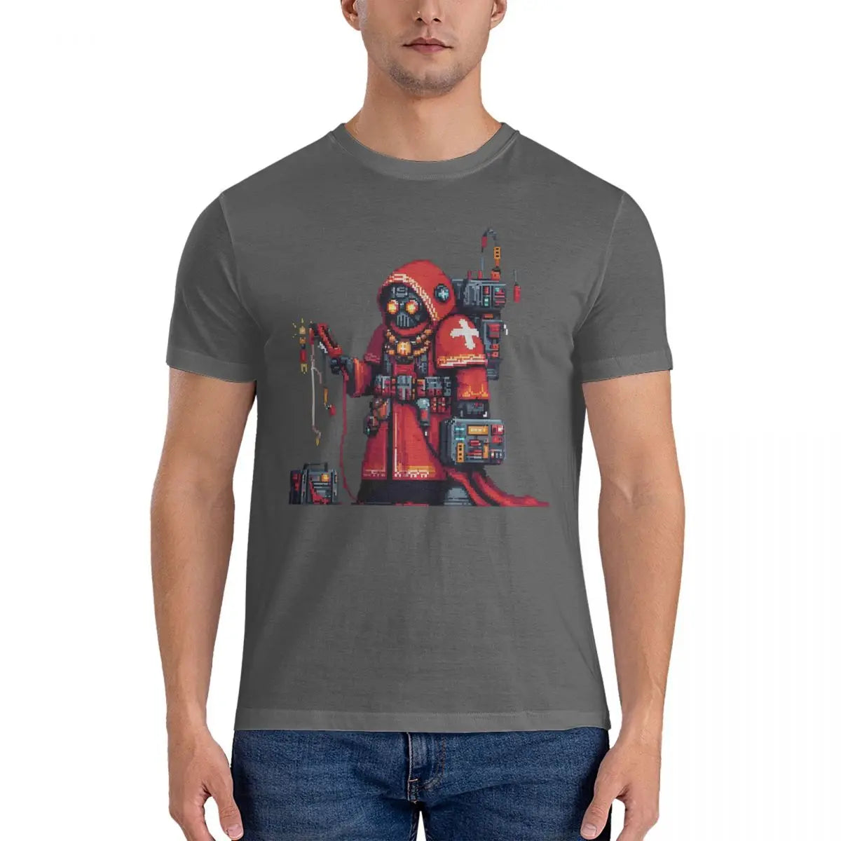 Hail To The Omnissiah Men's T Shirt W-Warhammer 40k Unique Tees Short Sleeve Crewneck T-Shirt Cotton Party Clothes