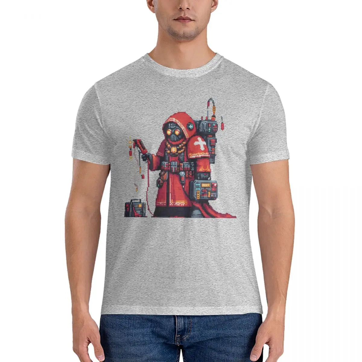 Hail To The Omnissiah Men's T Shirt W-Warhammer 40k Unique Tees Short Sleeve Crewneck T-Shirt Cotton Party Clothes