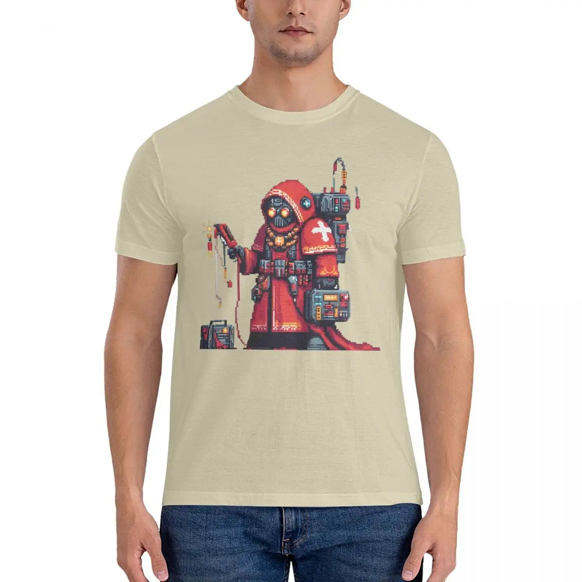 Hail To The Omnissiah Men's T Shirt W-Warhammer 40k Unique Tees Short Sleeve Crewneck T-Shirt Cotton Party Clothes