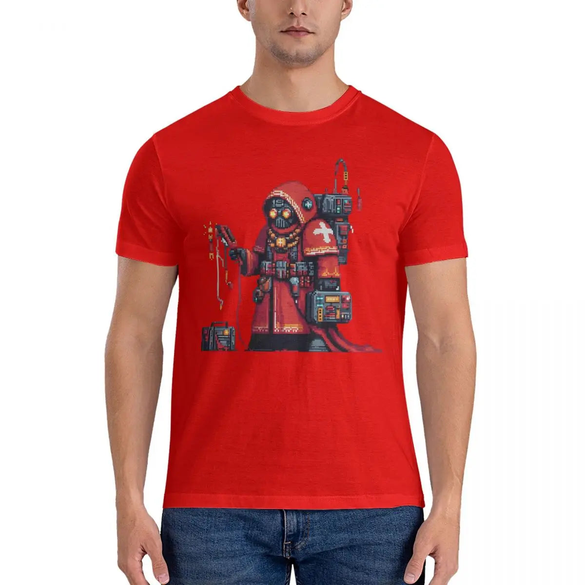 Hail To The Omnissiah Men's T Shirt W-Warhammer 40k Unique Tees Short Sleeve Crewneck T-Shirt Cotton Party Clothes