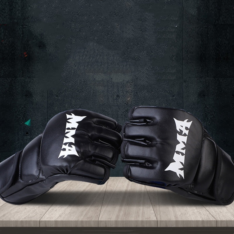 Half Finger Leather Cushion Boxing Training Gloves