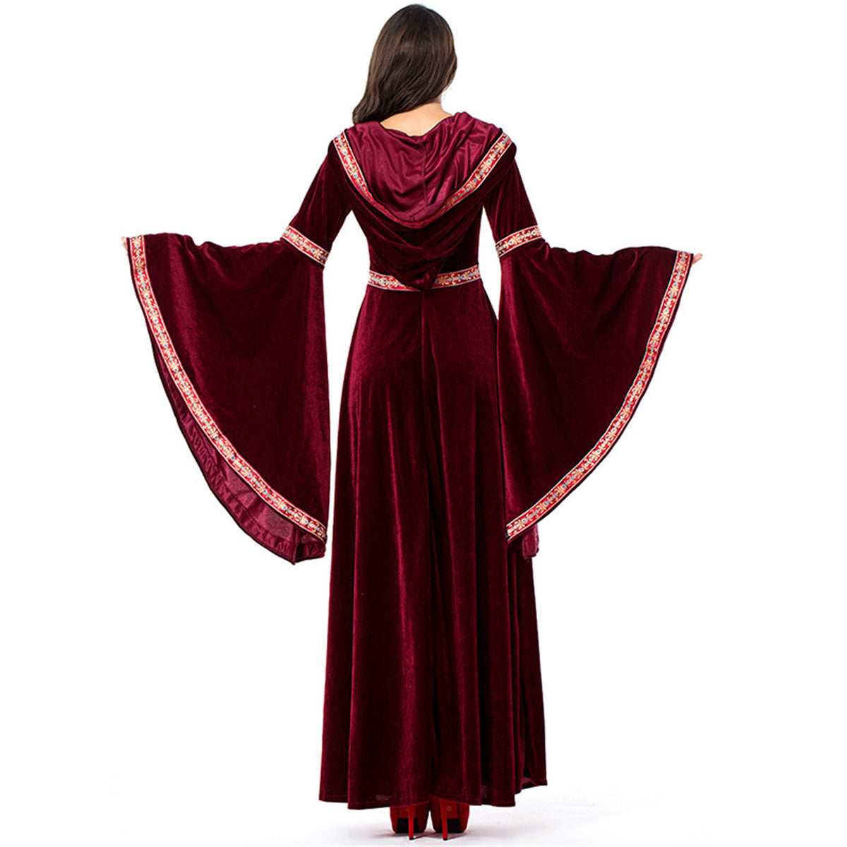 Halloween Costume Victorian Dresses for Women Renaissance Wine Red Dress