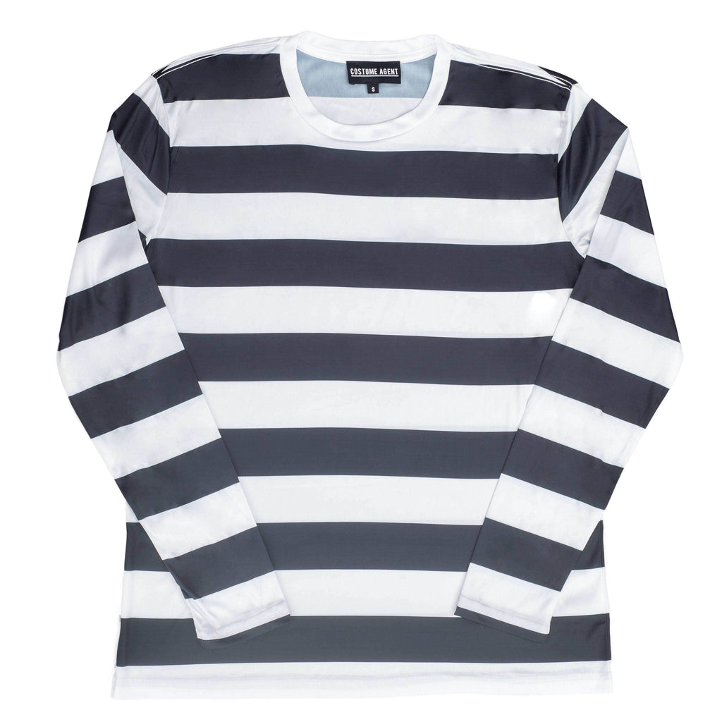 Halloween Costume Waldo Robber Striped Long Sleeve Shirt - S / Black
