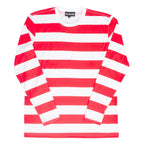 Halloween Costume Waldo Robber Striped Long Sleeve Shirt - S / Red