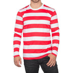 Halloween Costume Waldo Robber Striped Long Sleeve Shirt - S / Black