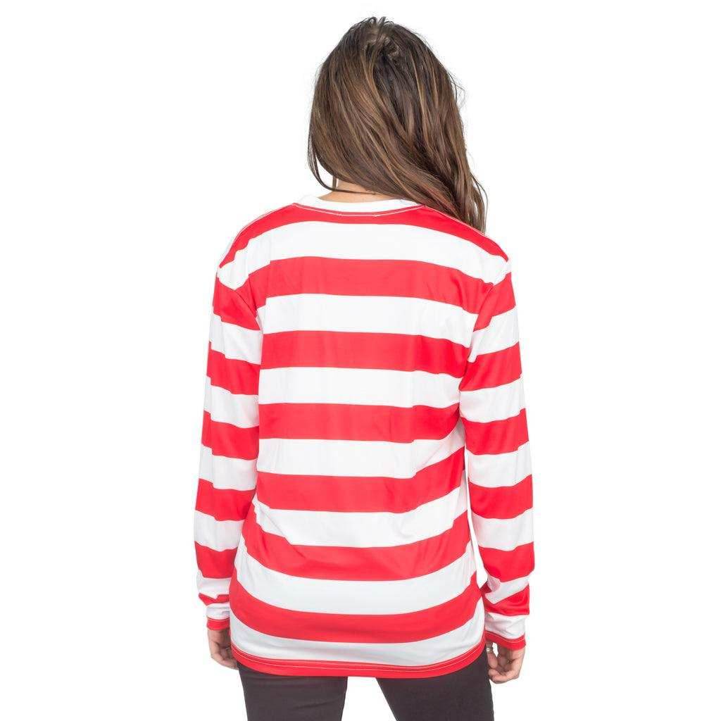 Halloween Costume Waldo Robber Striped Long Sleeve Shirt - S / Black