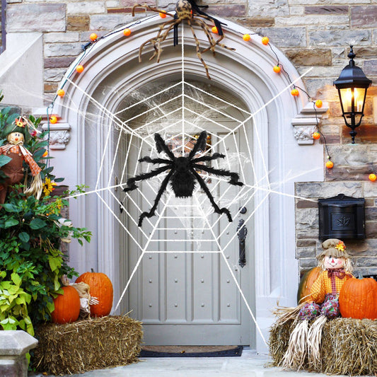 Halloween Decorations Spider Outdoor 49inch Halloween Spider with 126 inch Tarantula Mega Spider Web