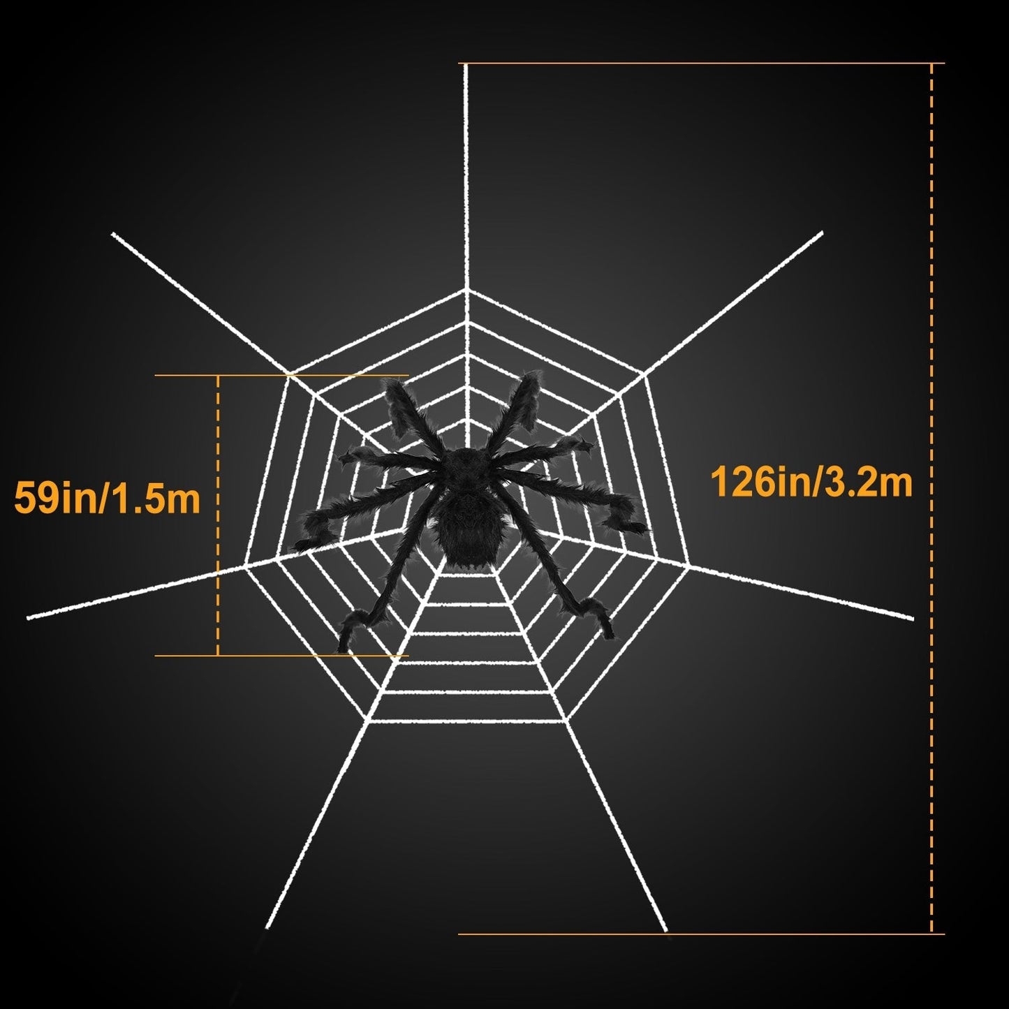 Halloween Decorations Spider Outdoor 59inch Halloween Spider with 126 inch Tarantula Mega Spider Web Hairy Poseable Scary Spider