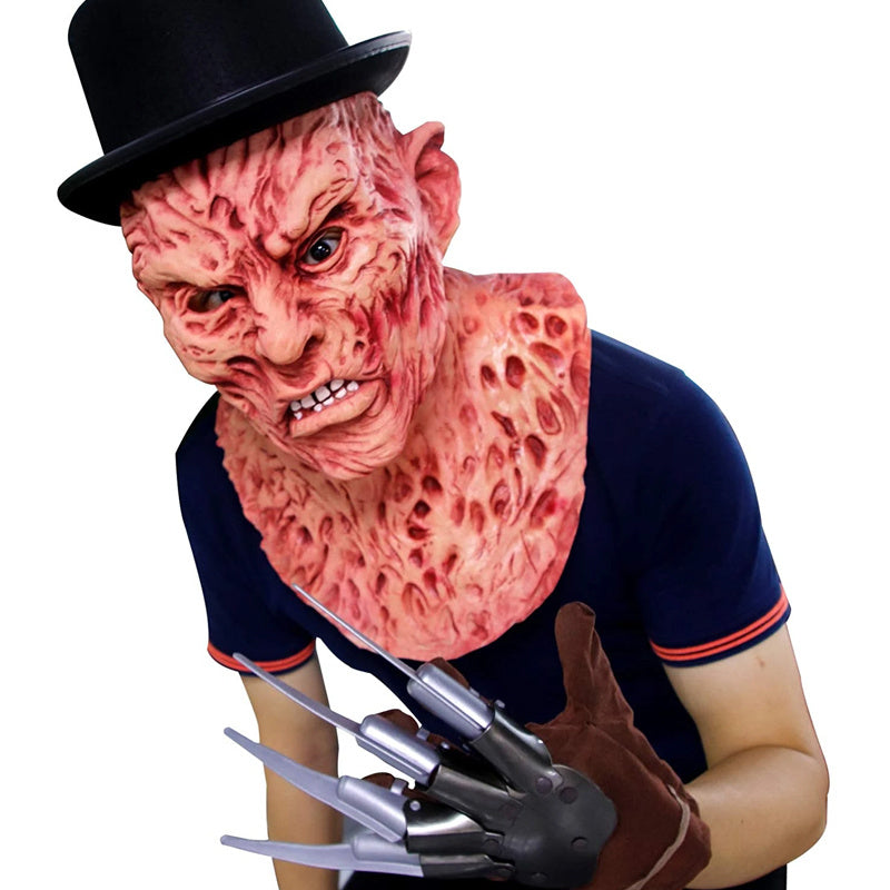 Halloween Freddy Krueger Horror Mask Realistic Adult Party Costume Deluxe Halloween Mask Scary Carnival Cosplay Props