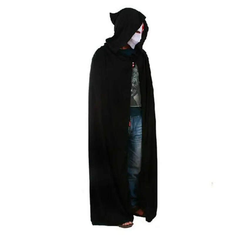 Halloween Loose Hooded Cape Adult Women Men Unisex Long Cloak Black Costume Dress Coats Gifts