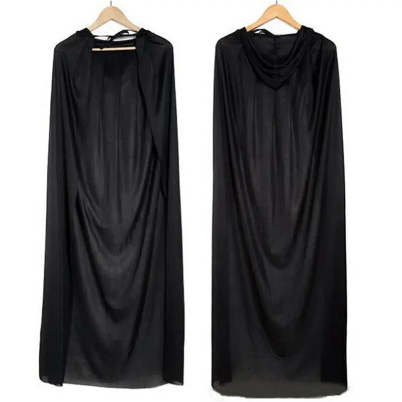 Halloween Loose Hooded Cape Adult Women Men Unisex Long Cloak Black Costume Dress Coats Gifts