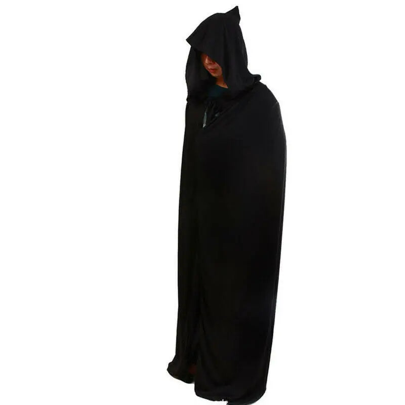 Halloween Loose Hooded Cape Adult Women Men Unisex Long Cloak Black Costume Dress Coats Gifts