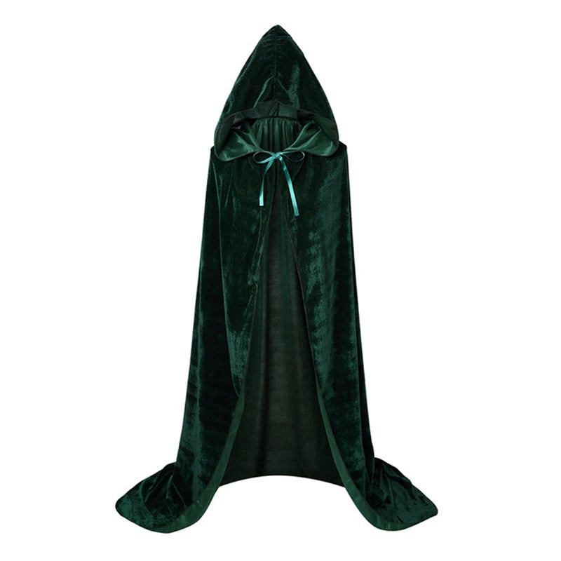 Halloween Velvet Cloak Cape Hooded Medieval Costume Witch Wicca Vampire Reaper Party Cosplay Costumes Long Dress Coats