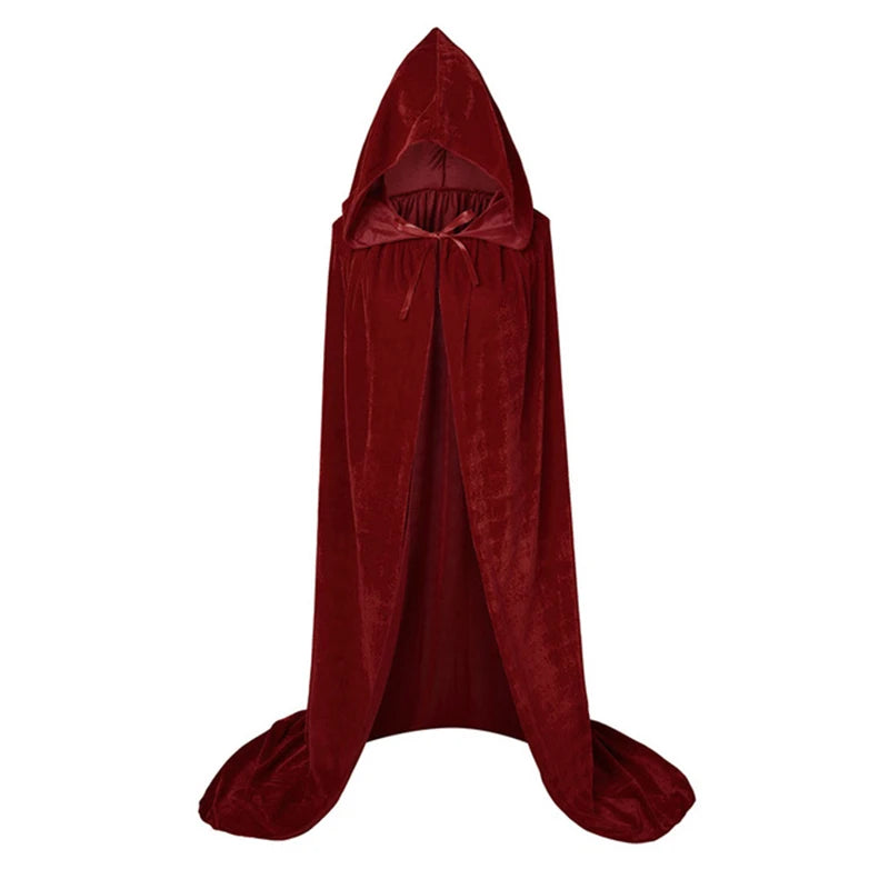 Halloween Velvet Cloak Cape Hooded Medieval Costume Witch Wicca Vampire Reaper Party Cosplay Costumes Long Dress Coats