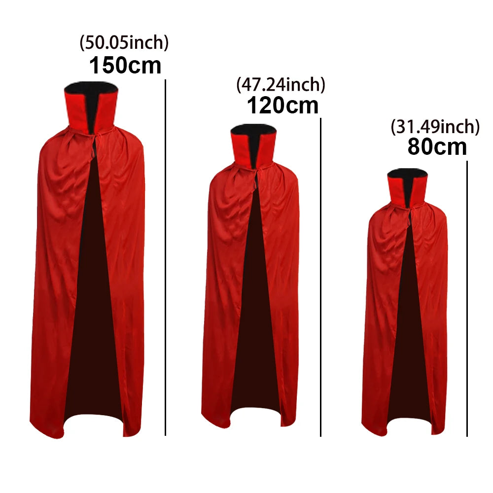 Halloween Women Men Clothes Cosplay Costume Adult Kids Stand Collar Cape Black Red Reversible Cap Vampire Cape Halloween Party