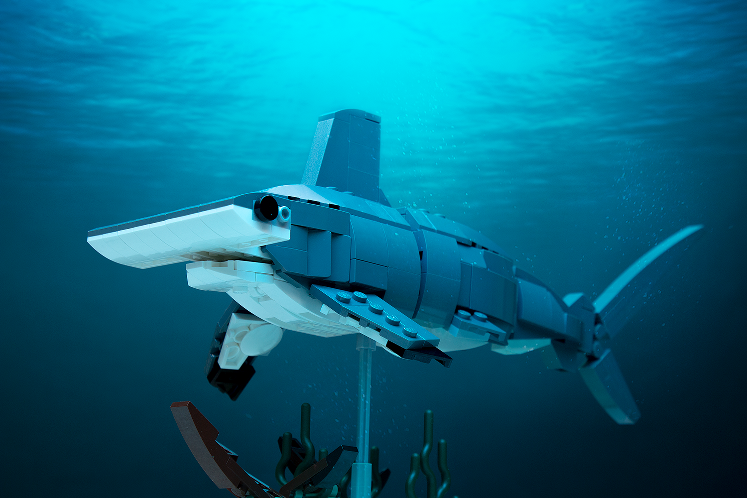 Hammerhead Shark Building Set made with LEGO parts - B3 Customs