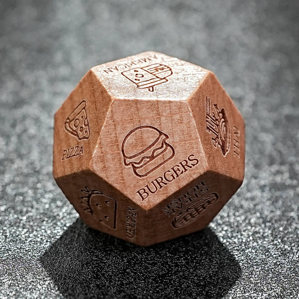 Hand Carved Wooden D12 Dice - Unique Fun Patterns