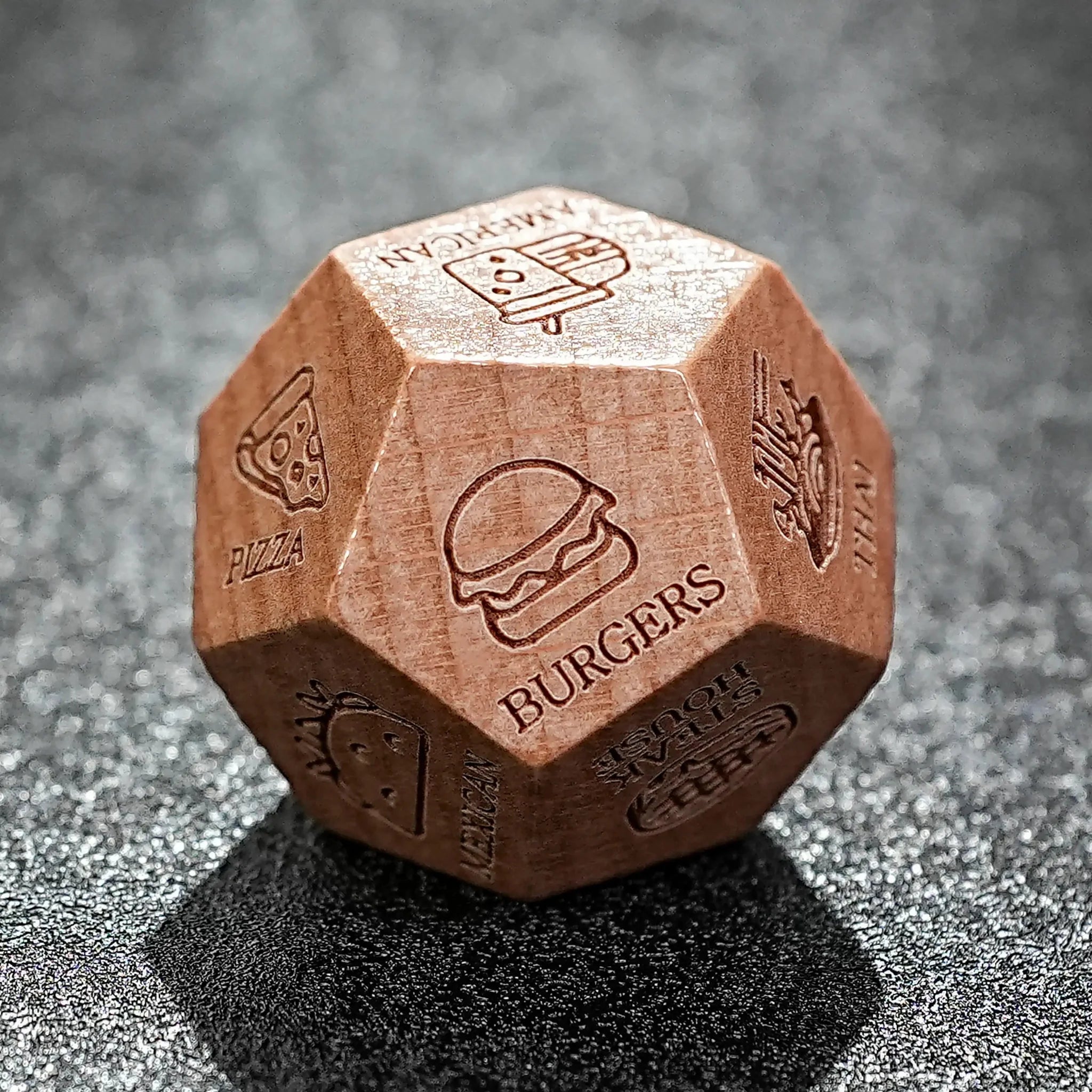 Hand Carved Wooden D12 Dice - Unique Fun Patterns