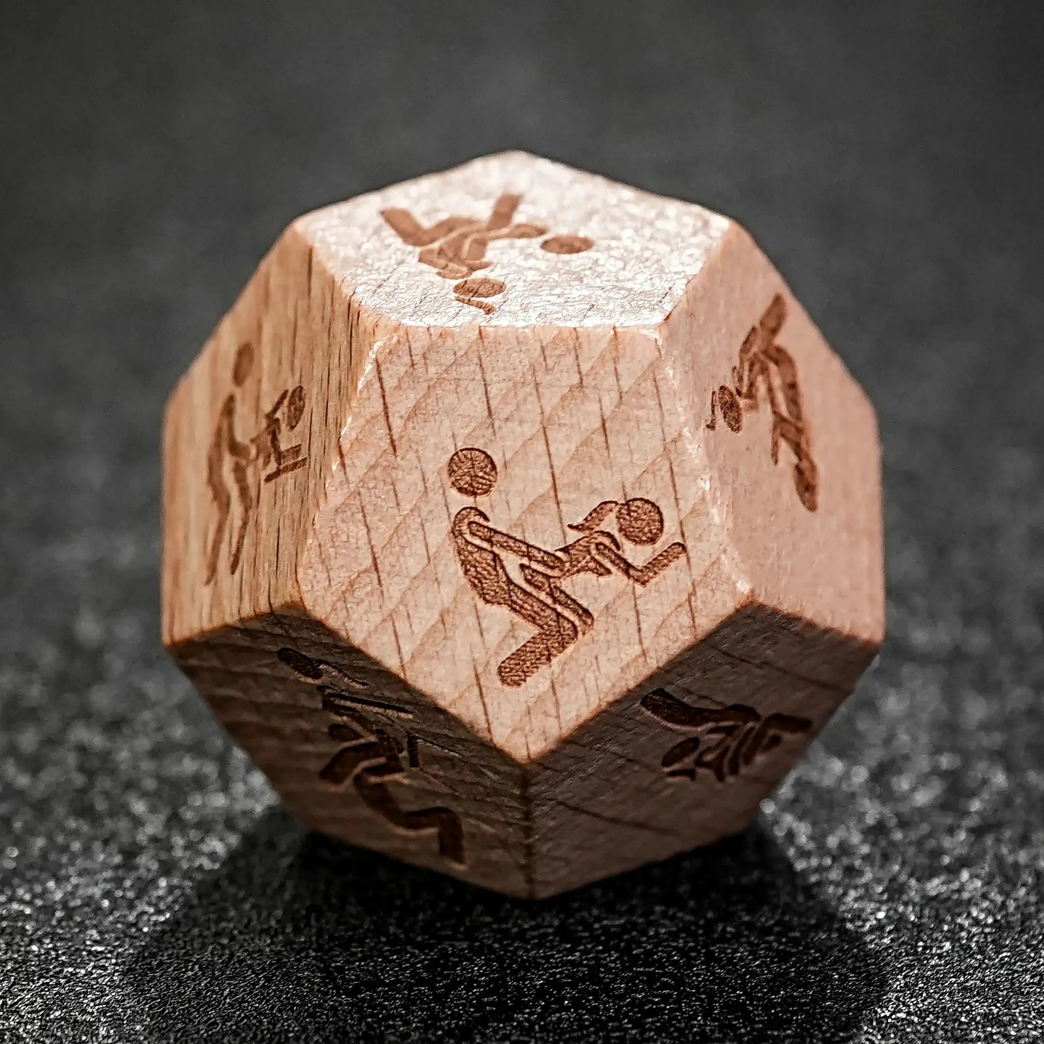 Hand Carved Wooden D12 Dice - Unique Fun Patterns