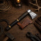Hand Forged Viking Axe – Carbon Steel with Leather Wrapped Handle