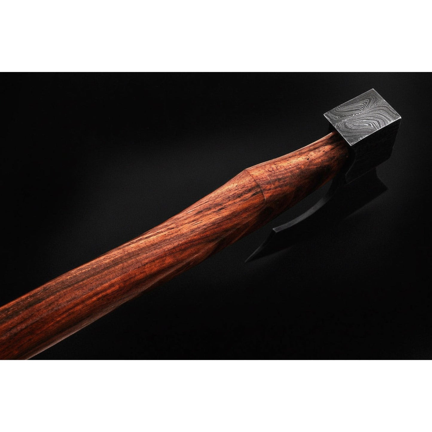 Traditional Norse Bearded War Axe (Skeggøx) featuring Damascus Steel Head, Solid Wood Handle, Sheath Included