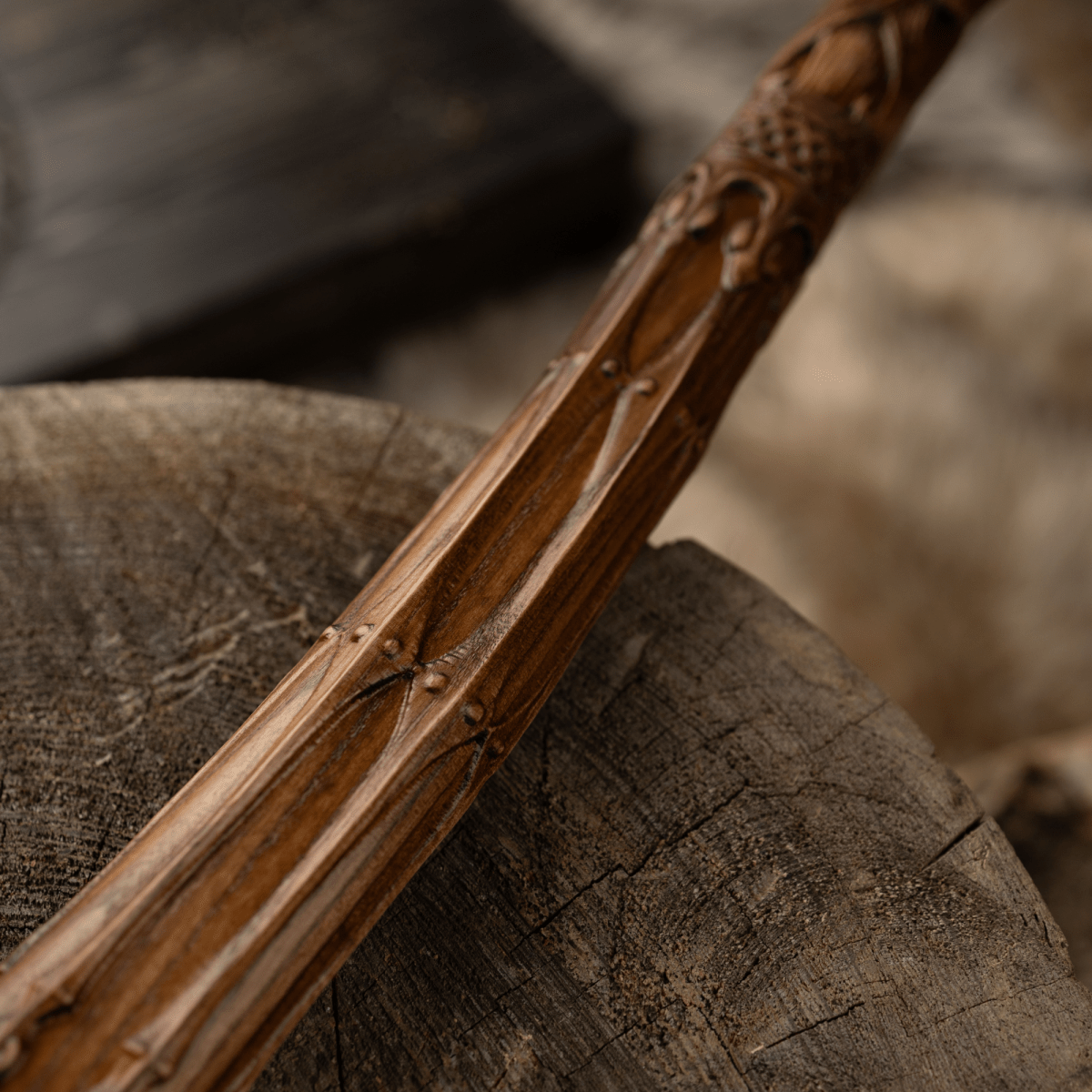 Handcrafted Leviathan axe with leather cover and glow in the dark runes