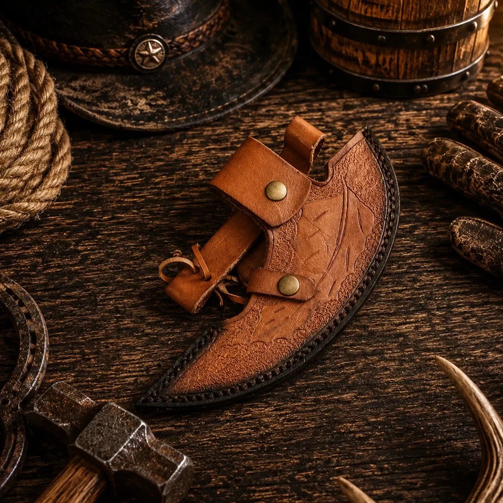 Handforged Viking Pizza Cutter Axe for Sale with Burnt Ash Wood Handle