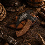 Handforged Viking Pizza Cutter Axe with Leather Sheath