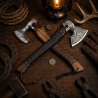 Best Duo Norse & Celtic Engraved Bearded Axe with Leather Sheath