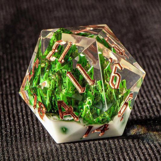 Handmade Resin Mountain Forest Dice, D and D D20 Polyhedral RPG, Sharp Edge Dice Set for Dungeon and Dragon Pathfinder Rol