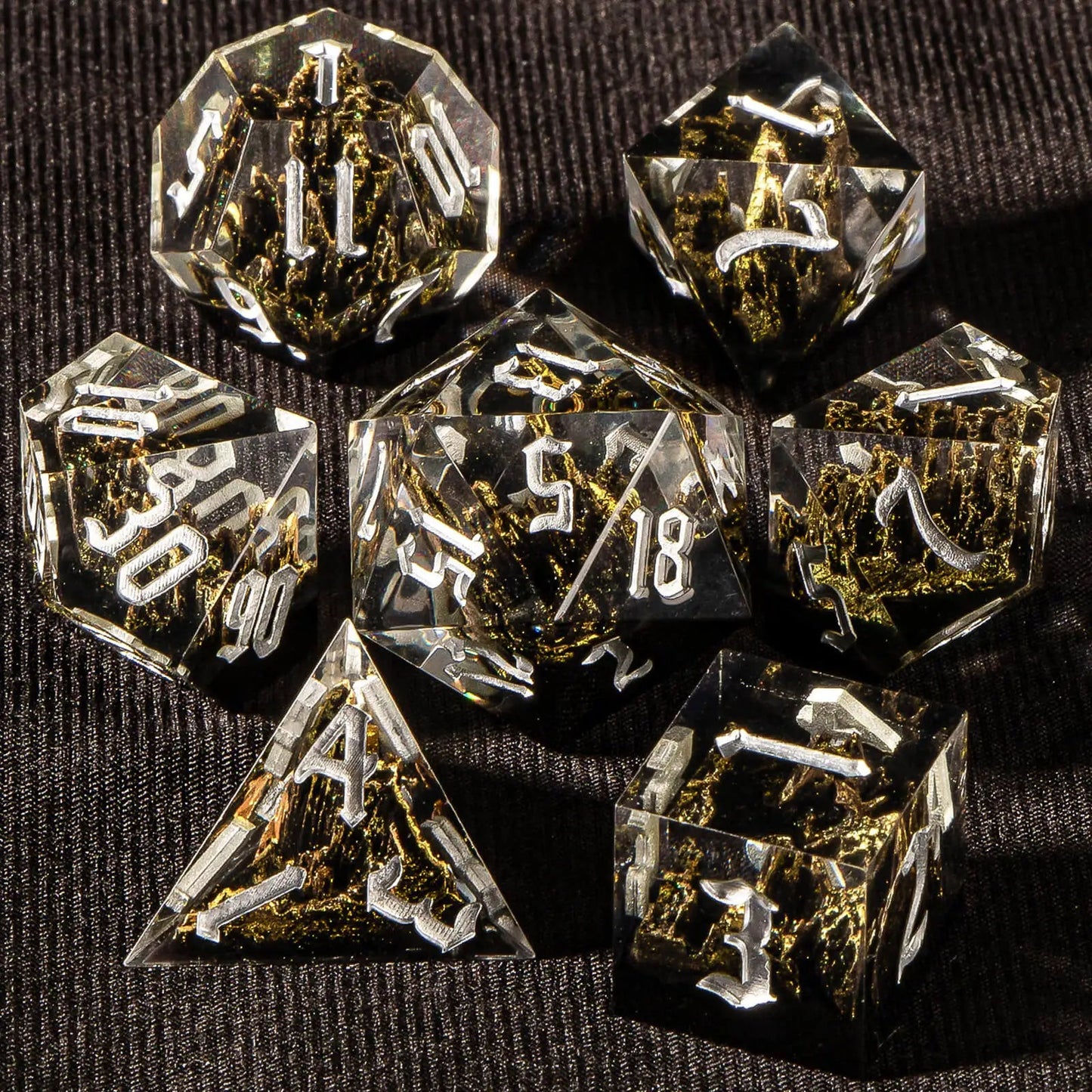 Handmade Resin Mountain Forest Dice, D and D D20 Polyhedral RPG, Sharp Edge Dice Set for Dungeon and Dragon Pathfinder Rol