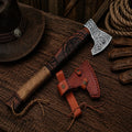 Handmade Viking Axe Carbon Steel Nordic Axe with Leather Sheath