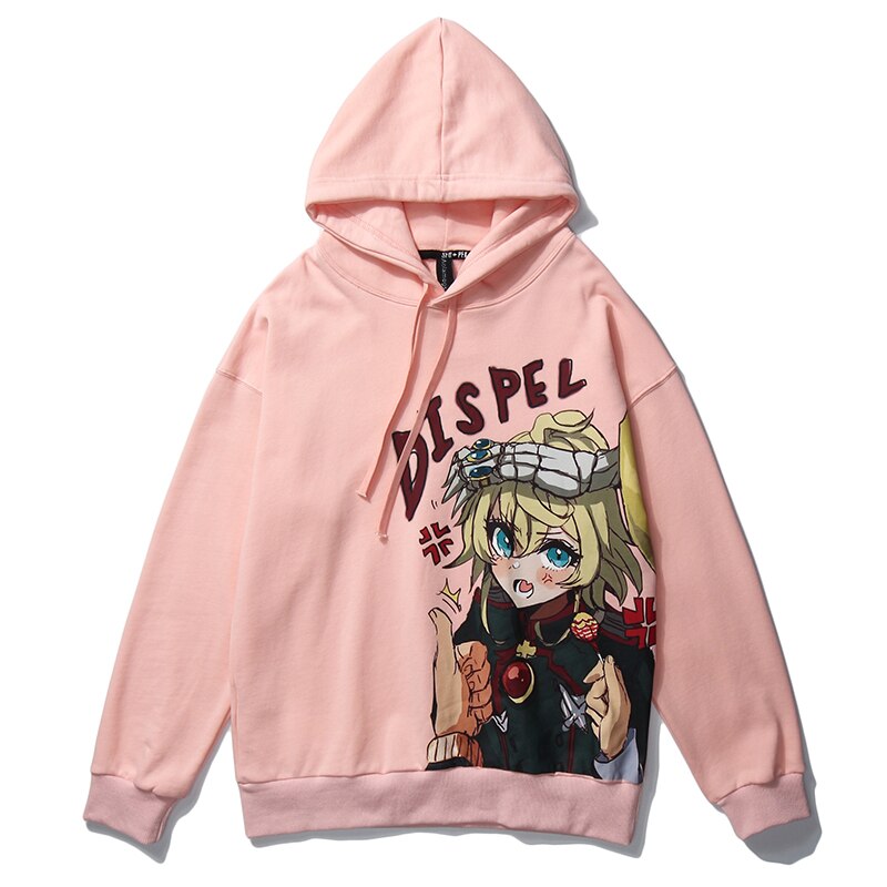 Harajuku Hoodies Men Japanese Ukiyo-e Anime Comics Girl Printed Hooded Pullover Sweatshirt High Street Baggy Streetwear